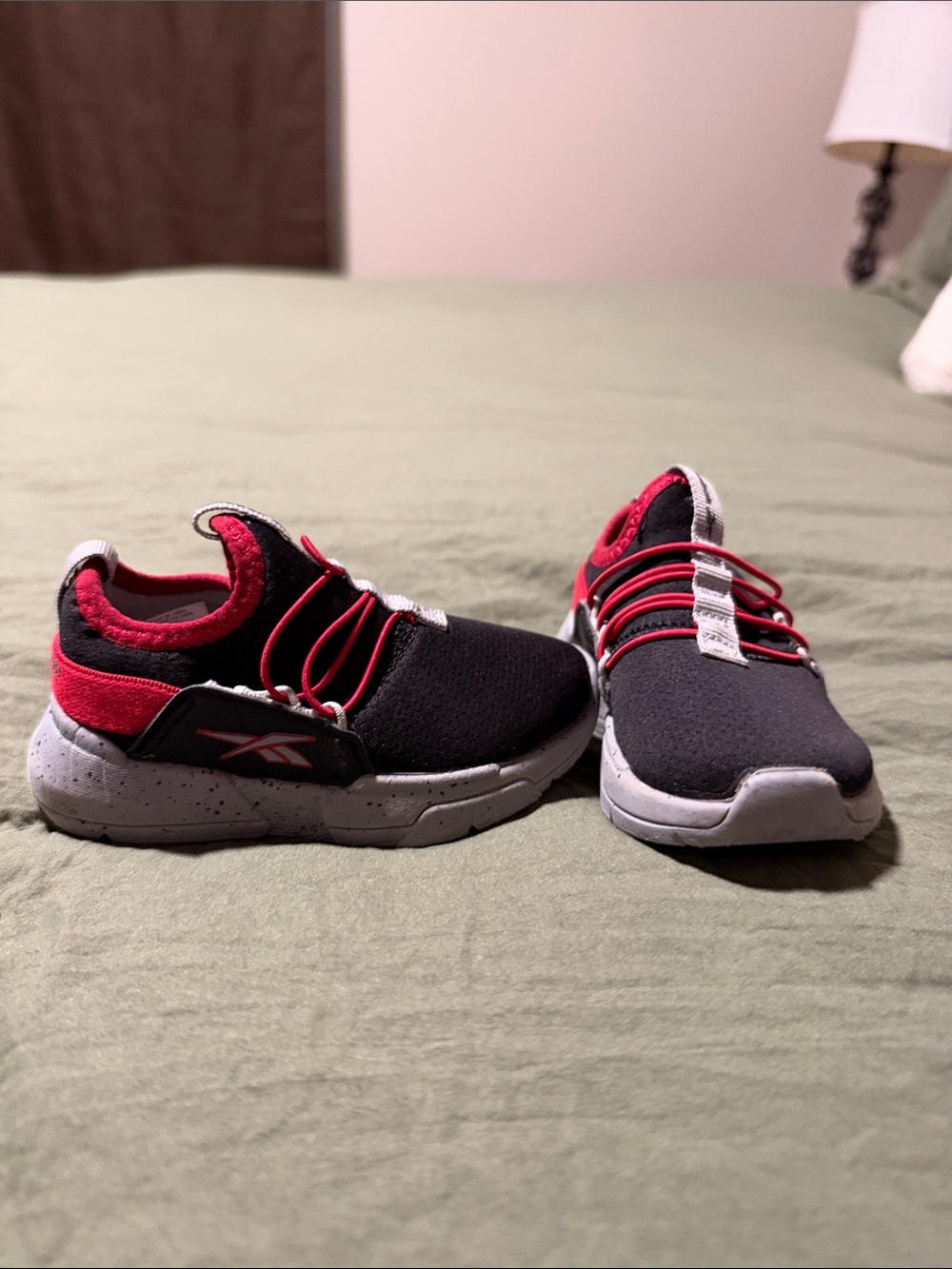 Toddler Black and Red Reebok Athletic Slip-On Sneakers